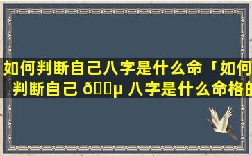 如何判断自己八字是什么命「如何判断自己 🐵 八字是什么命格的人」